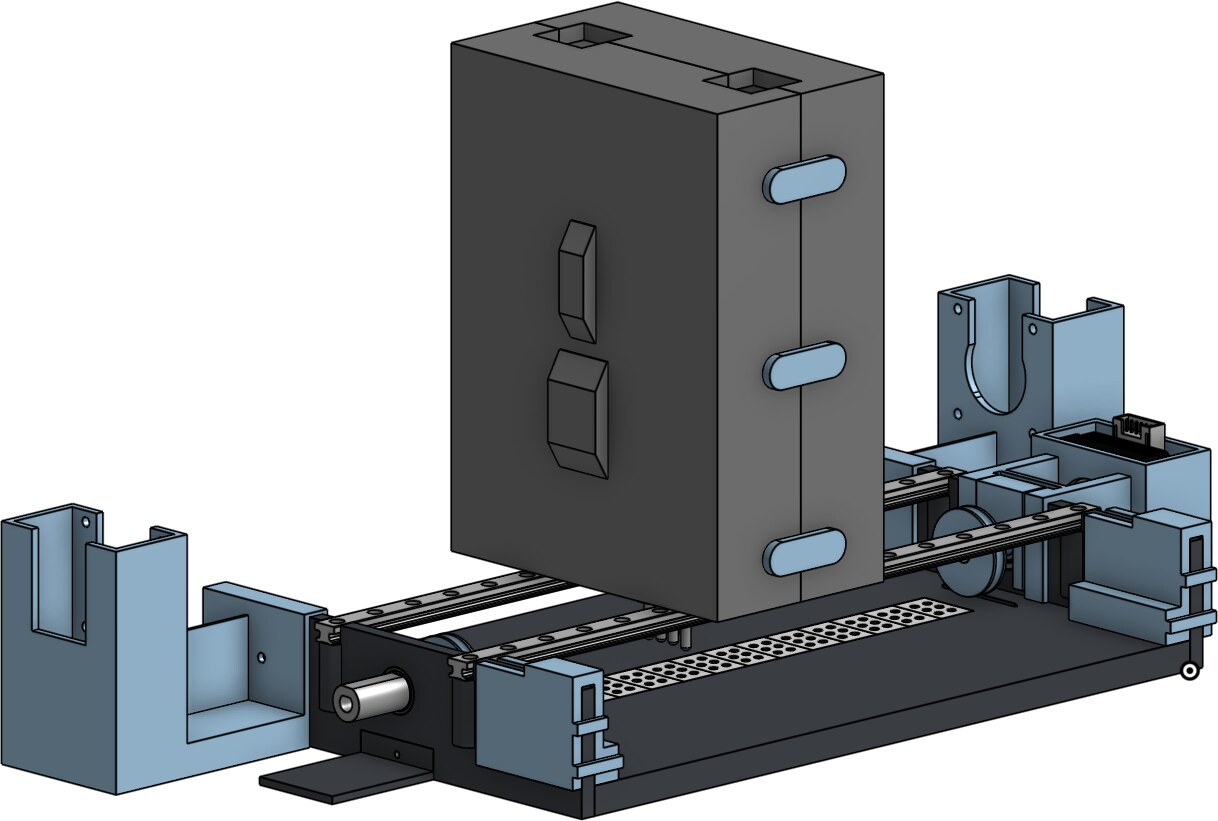 Isometric CAD render of the finished BraiLink assembly